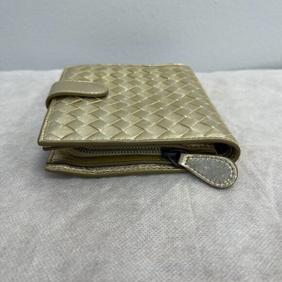 BOTTEGA VENETA Gold Intrecciato Leather Wallet with Coin Pouch - Preowned - Picture 8 of 15